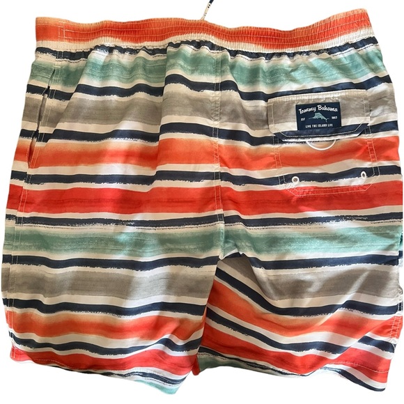 Tommy Bahama Baja Hazy Tides Board Shorts/Swim Trunks 9” Inseam Orange/blue/grey - Picture 4 of 12